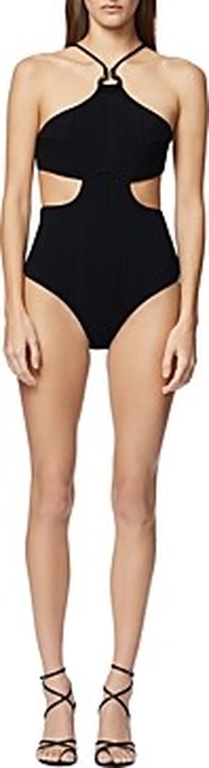 Herve Leger Cutout Hardware Halter Bodysuit
