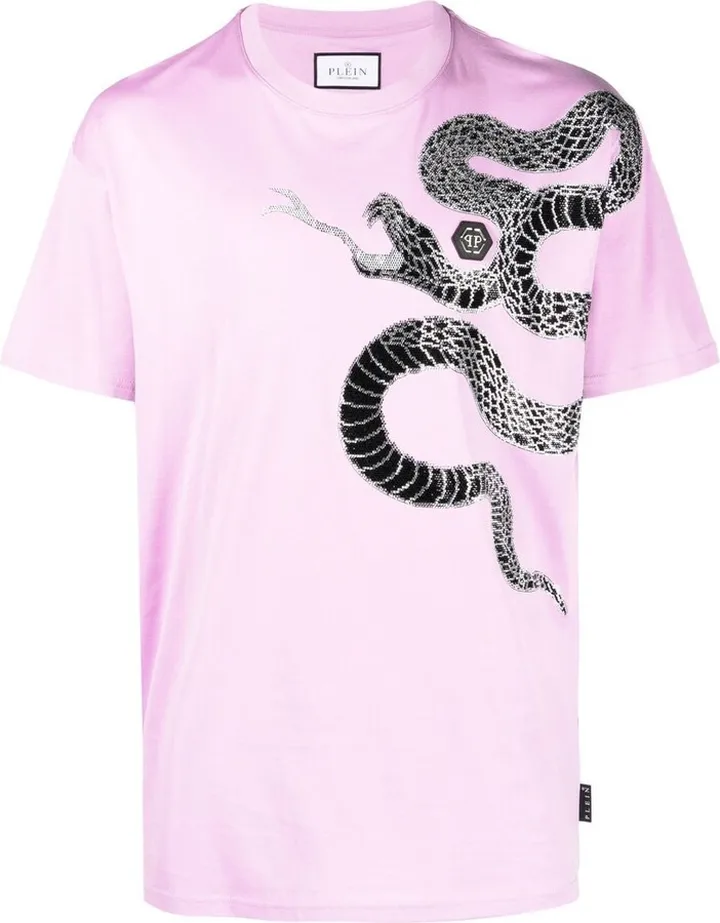 embellished snake-print T-shirt
