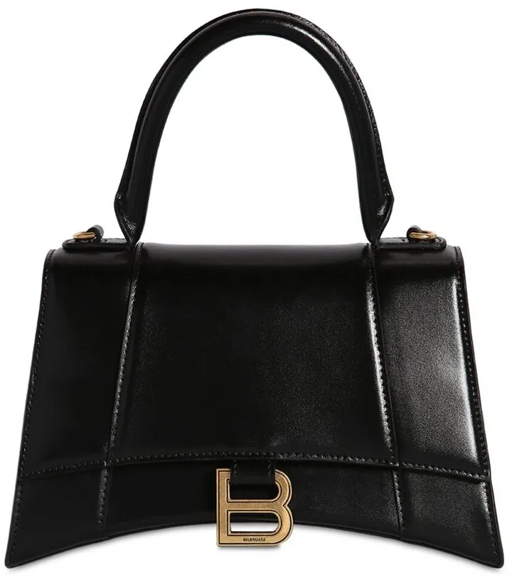 Small Hourglass smooth leather bag