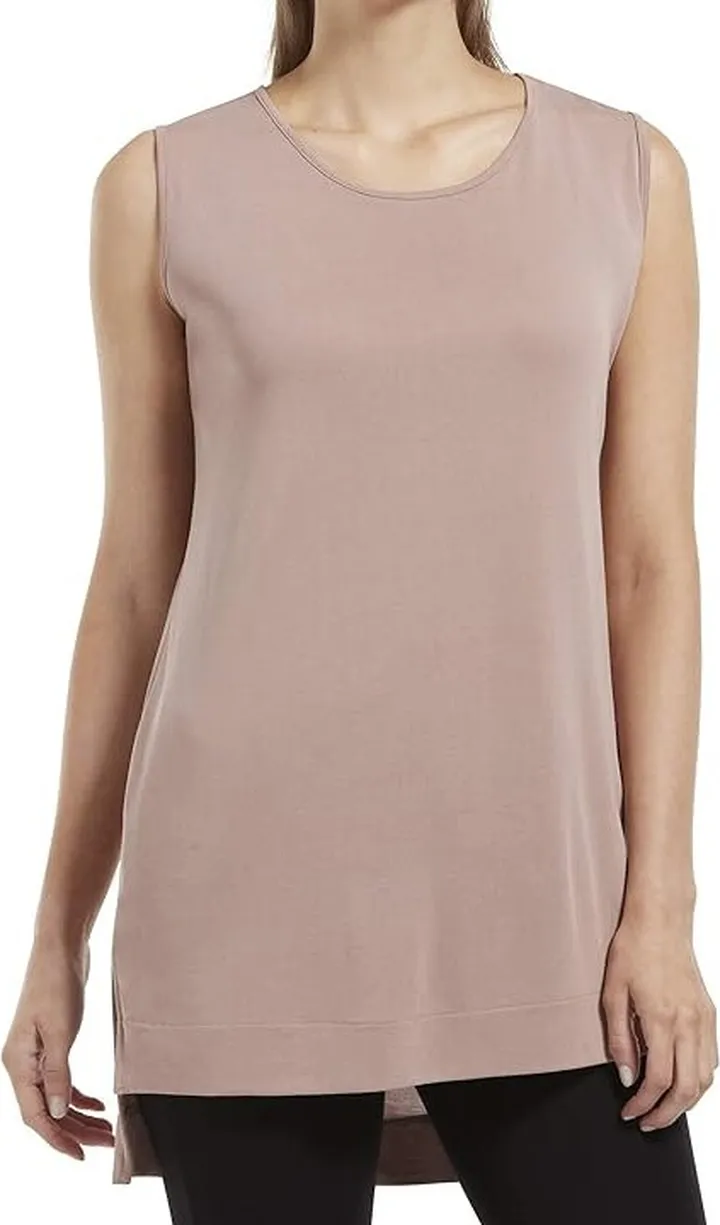 HUE Women's Hi-Low Hem Sleeveless Long Tunic Top (Titanium) Women's Special Occasion