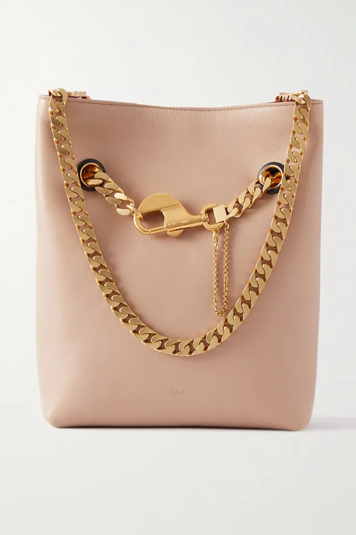 Chloé - + Net Sustain Chain-embellished Leather Tote - Neutrals