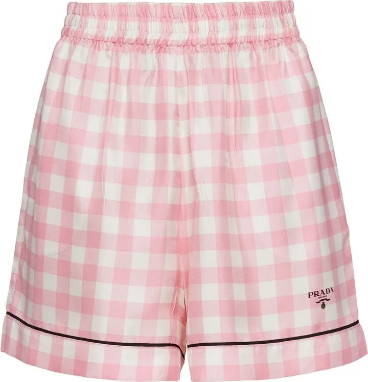 Gingham Check Silk Shorts