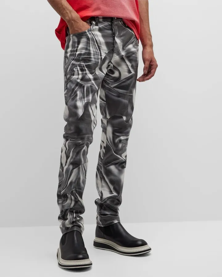 Men's Digital Wrinkle-Print Jeans