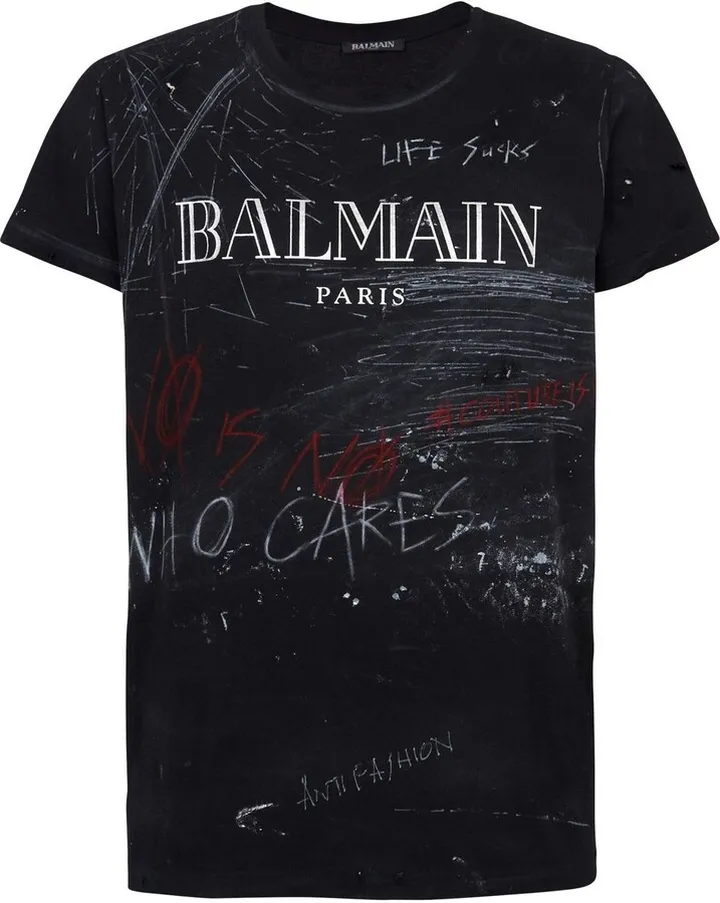 logo-print slogan T-shirt