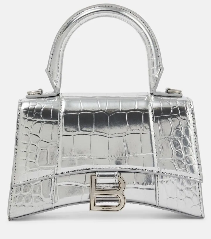 Hourglass XS croc-effect leather crossbody bag