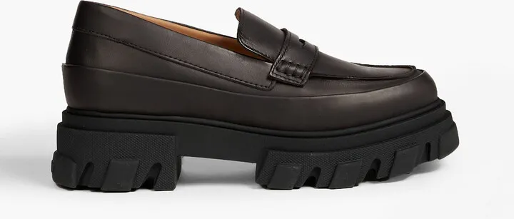Coated leather loafers
