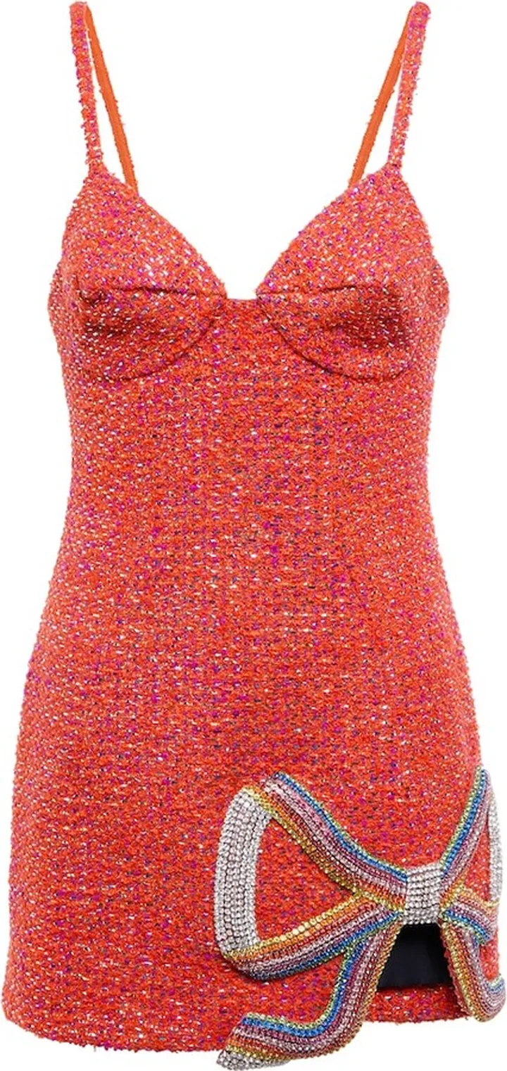 Embellished wool-blend tweed minidress