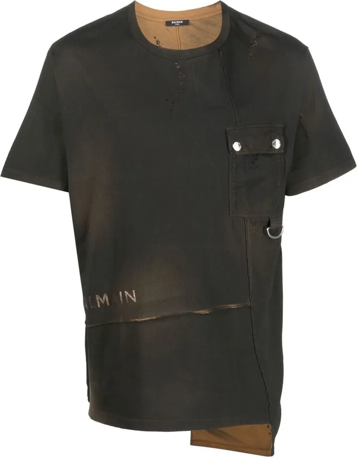 logo-print asymmetric T-shirt