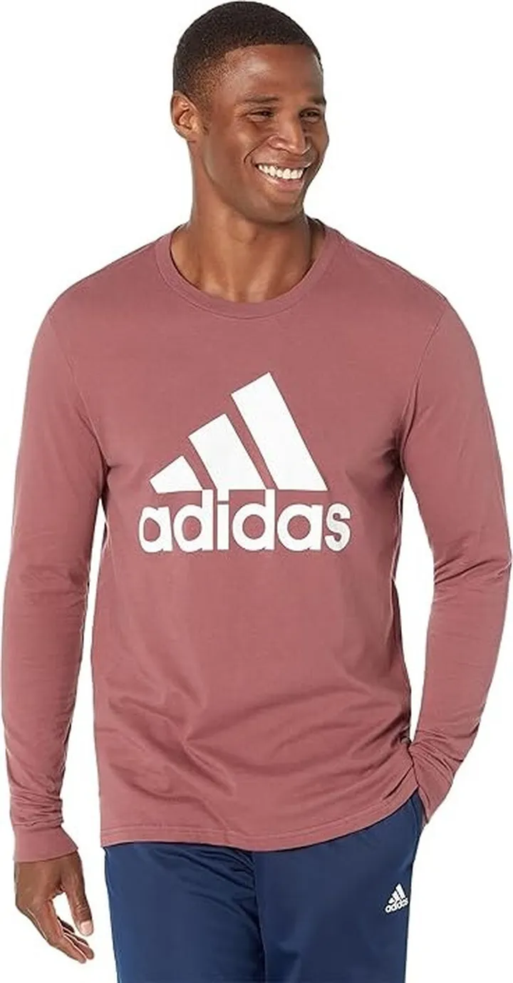 adidas Badge of Sport Long Sleeve Tee (Quiet Crimson) Men's T Shirt