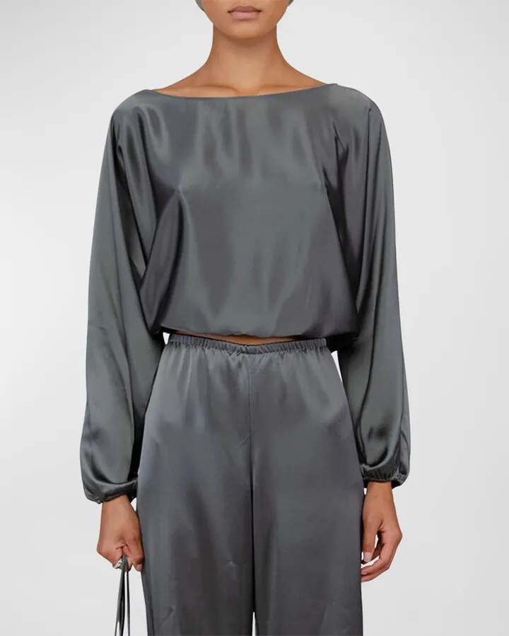 Barb Long-Sleeve Blouson Top
