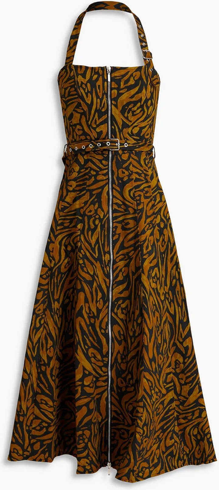 Delilah printed cotton-blend twill halterneck midi dress