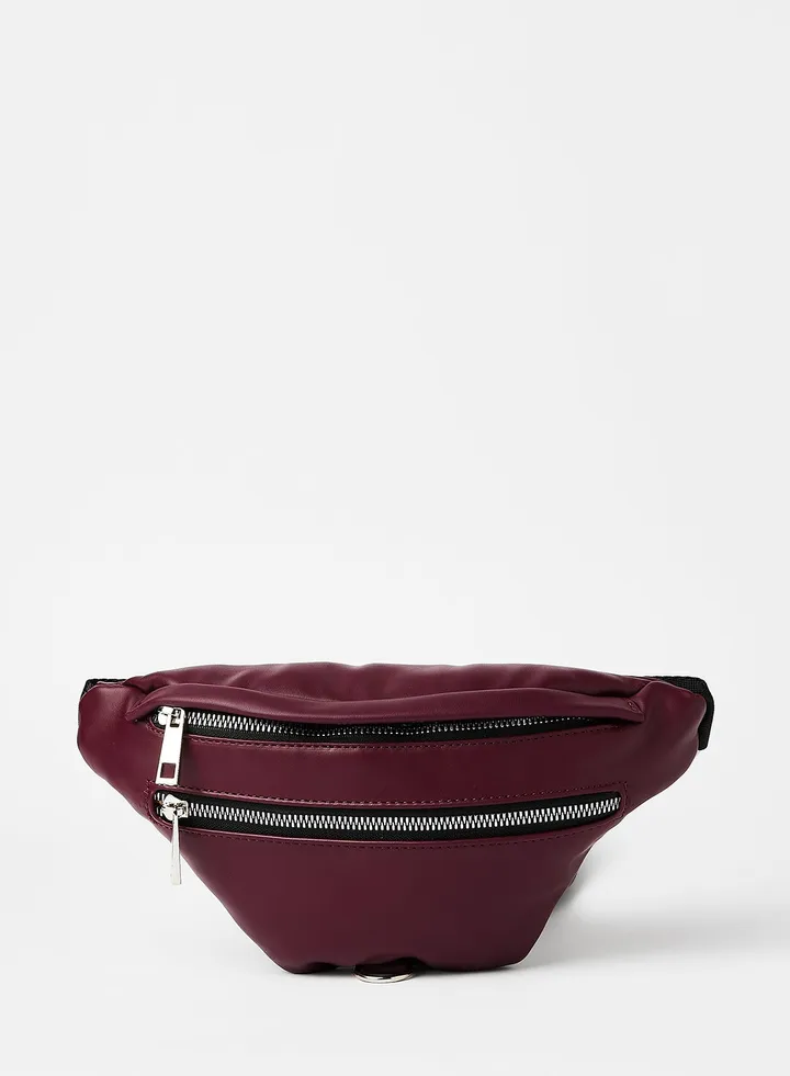 Faux Leather Waistpack Burgundy