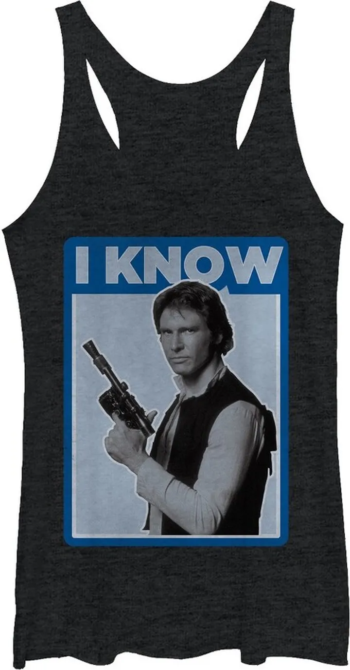 Women's Star Wars Han Solo Quote I Know Racerback Tank Top - Black Heather - Medium
