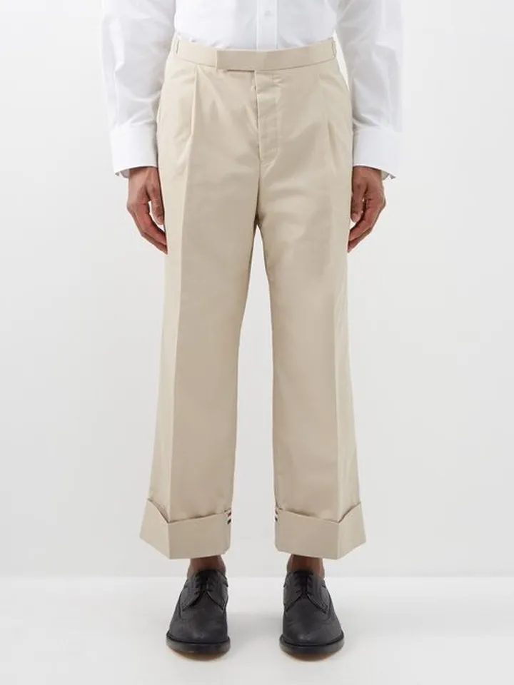 Four Bar-striped Cropped Trousers