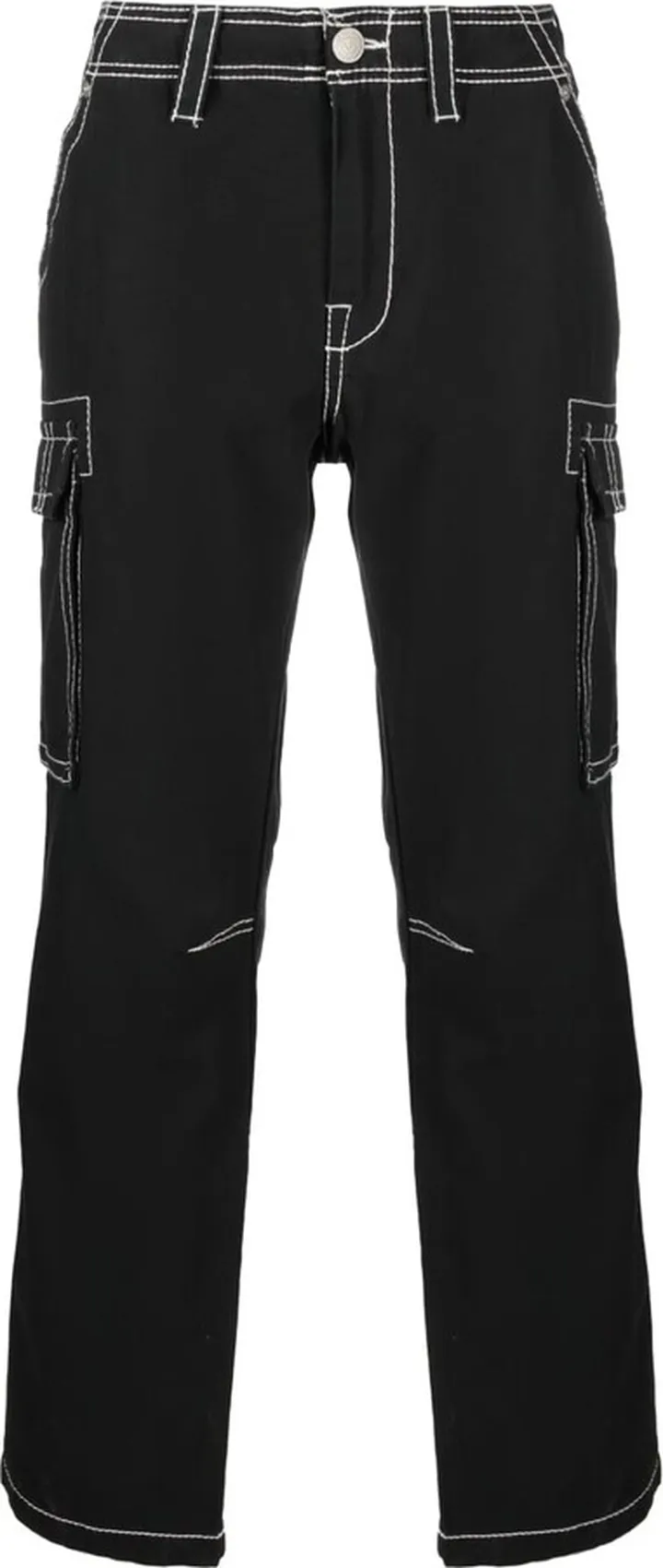 Contrast-Stitching Straight-Leg Trousers
