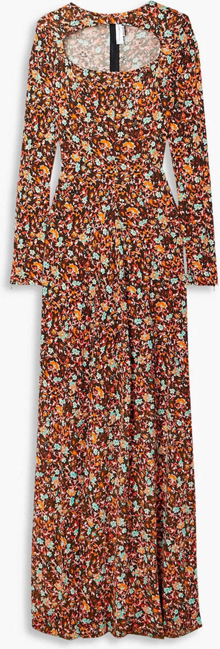 Cutout floral-print jersey maxi dress