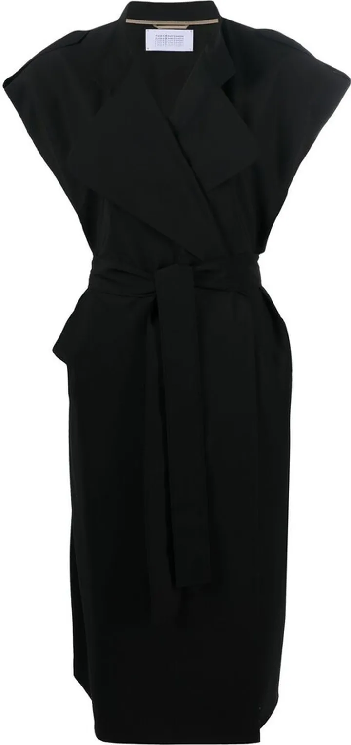 Belted Sleeveless Wrap Coat
