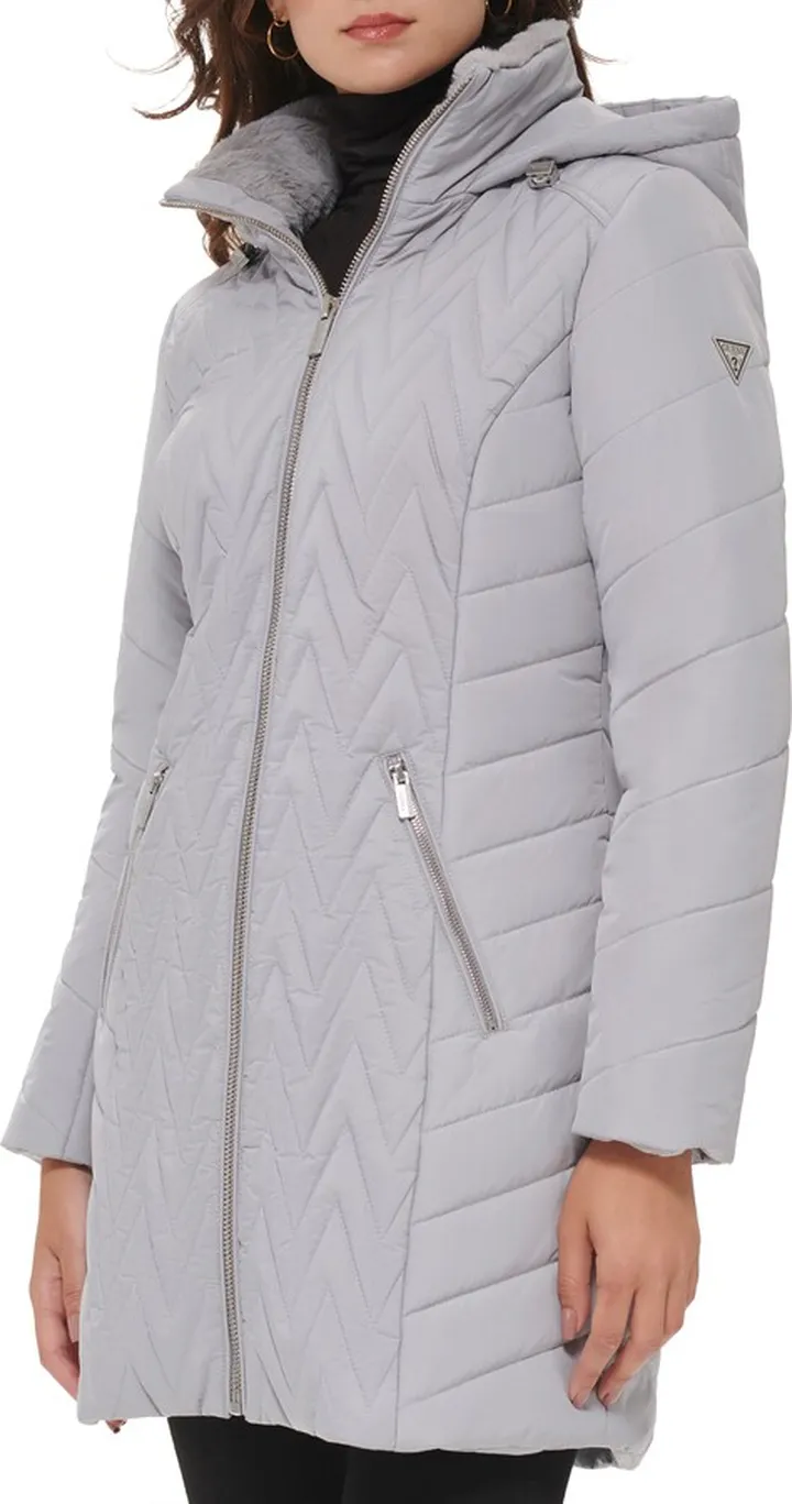Hooded Faux Fur Lined Water Resistant Quilted Jacket