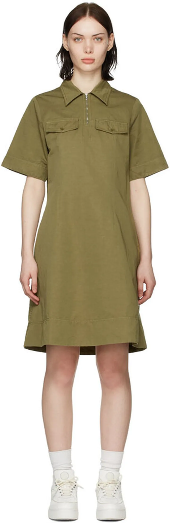 YMC Khaki Harvest Midi Dress