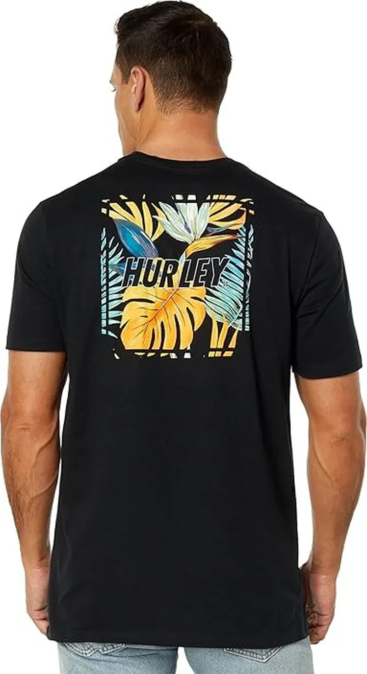 Hurley Four Corners Short Sleeve Tee (Black Tonal) Men's Clothing