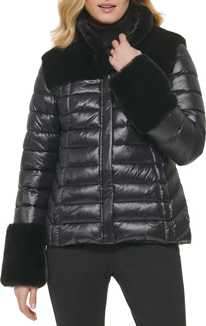 Faux Fur Trim Puffer Jacket