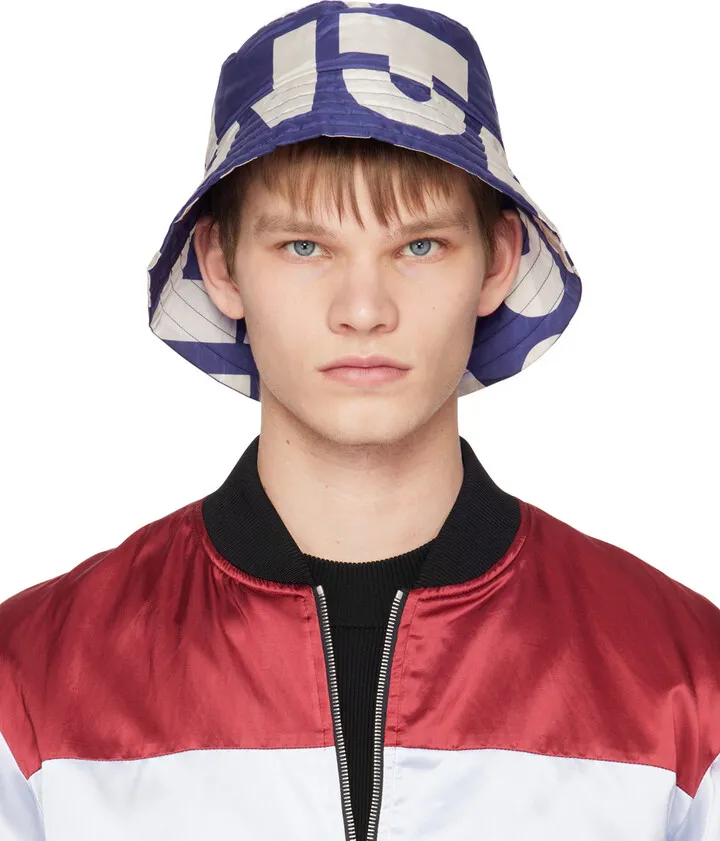 Dries Van Noten Blue Logo Bucket Hat