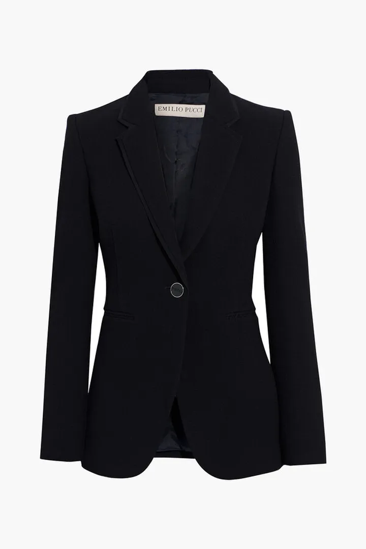 Grosgrain-trimmed wool-tweed blazer