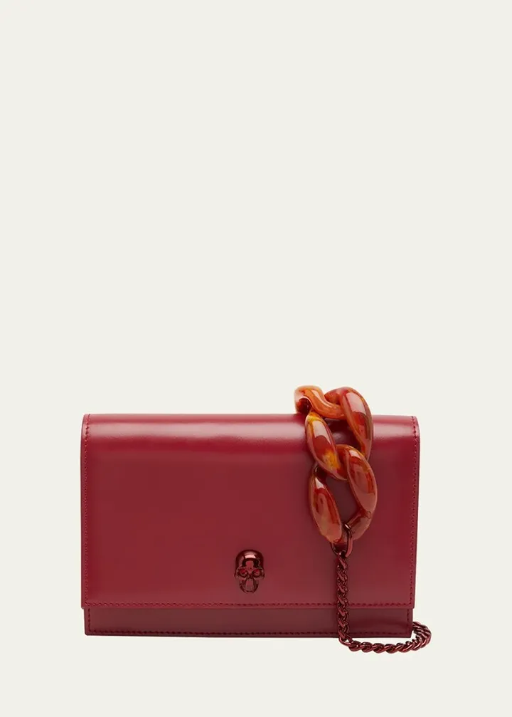 Small Skull Leather Chain Crossbody Bag