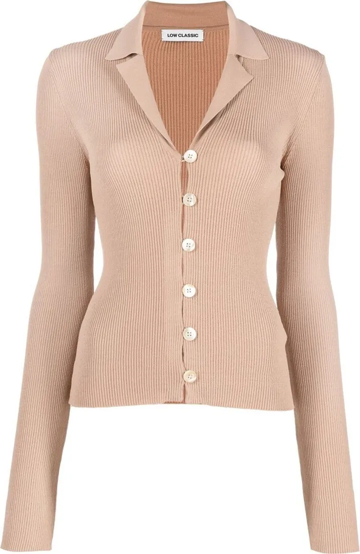 ribbed-knit V-neck cardigan