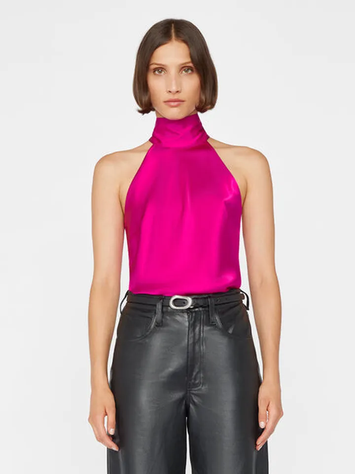 Draped Neck-tie Halter Magenta