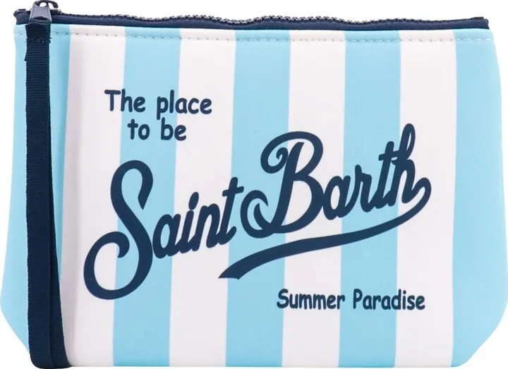 Neoprene pochette with striped motif