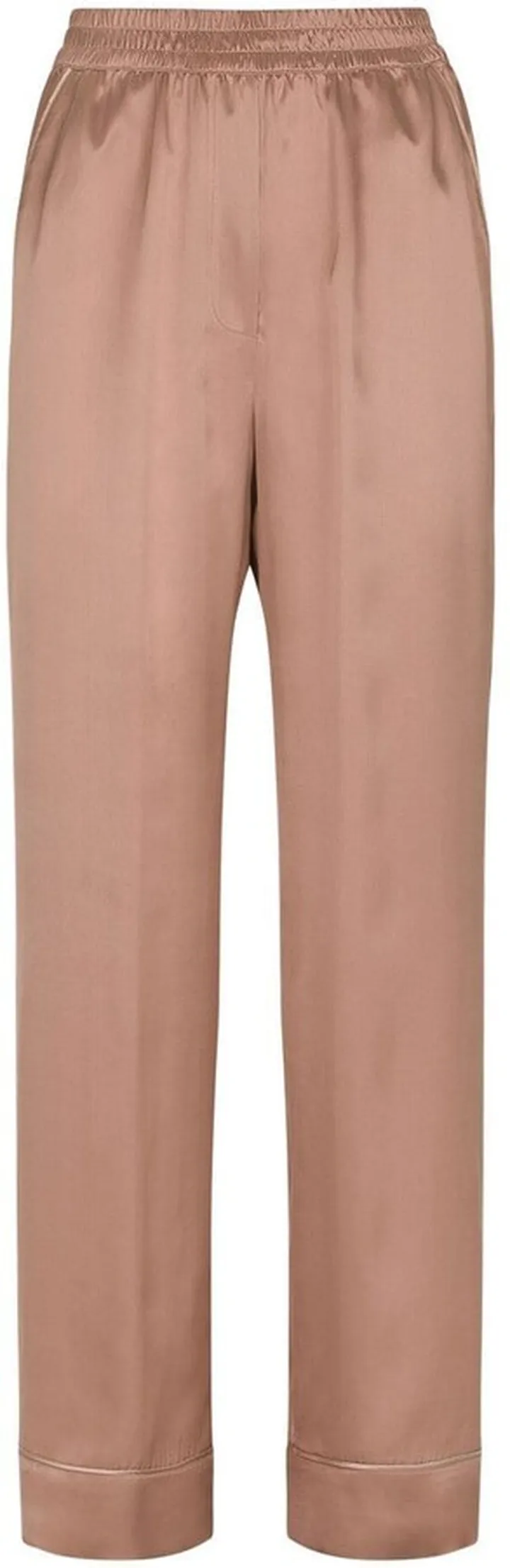 High-Waisted Silk Straight Leg Trousers