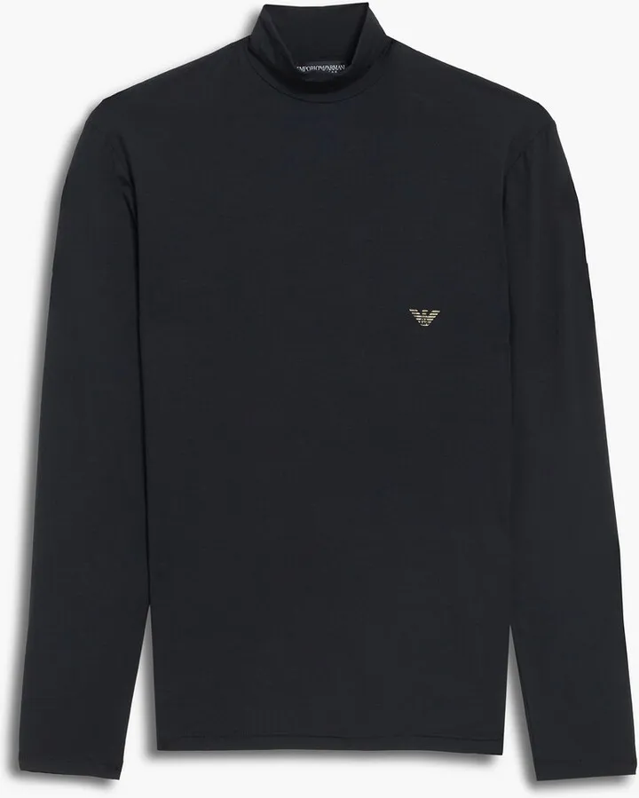 Printed stretch-modal jersey turtleneck T-shirt