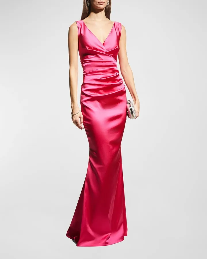 Draped Satin Duchesse Gown