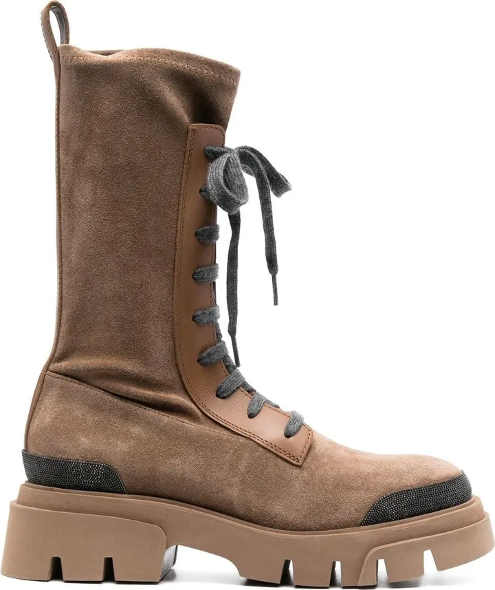 Lace-Up Suede Boots