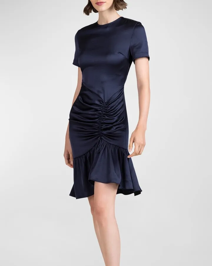 Skylar Ruched Flounce Mini Dress