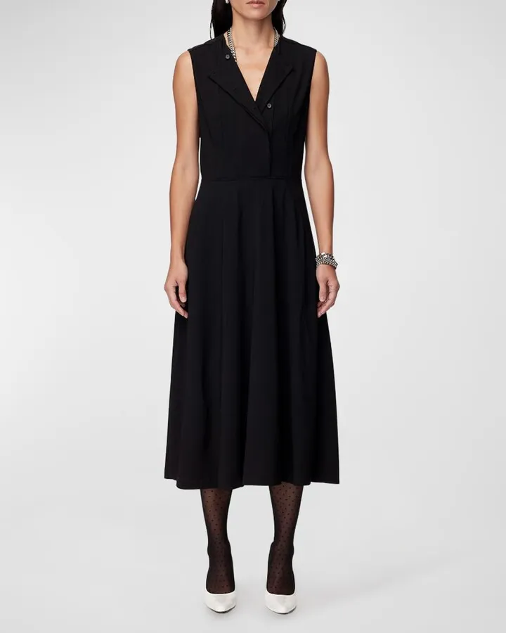 Paneled Bib-Front Midi Dress