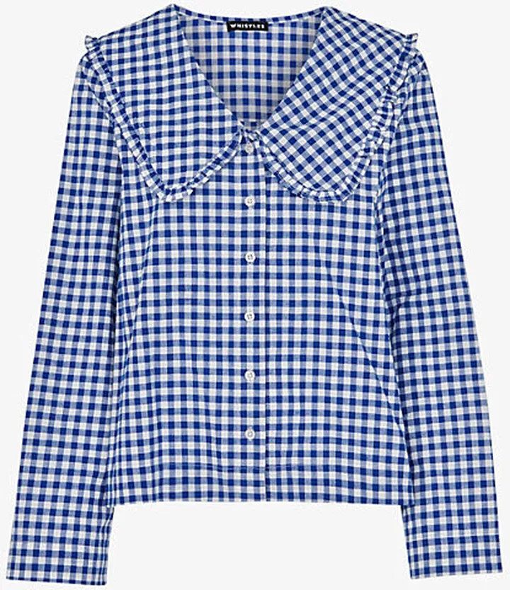 Womens ulti-coloured Gingham Cotton Collar Pyjamas