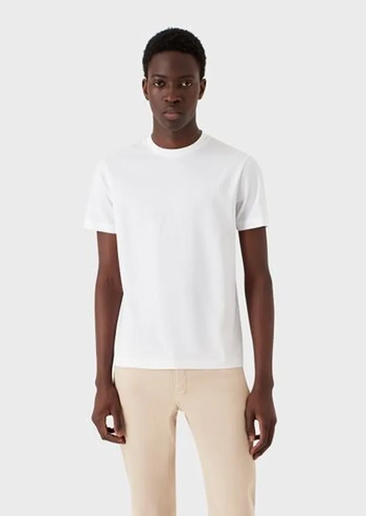 Jersey T-shirt with jacquard logo