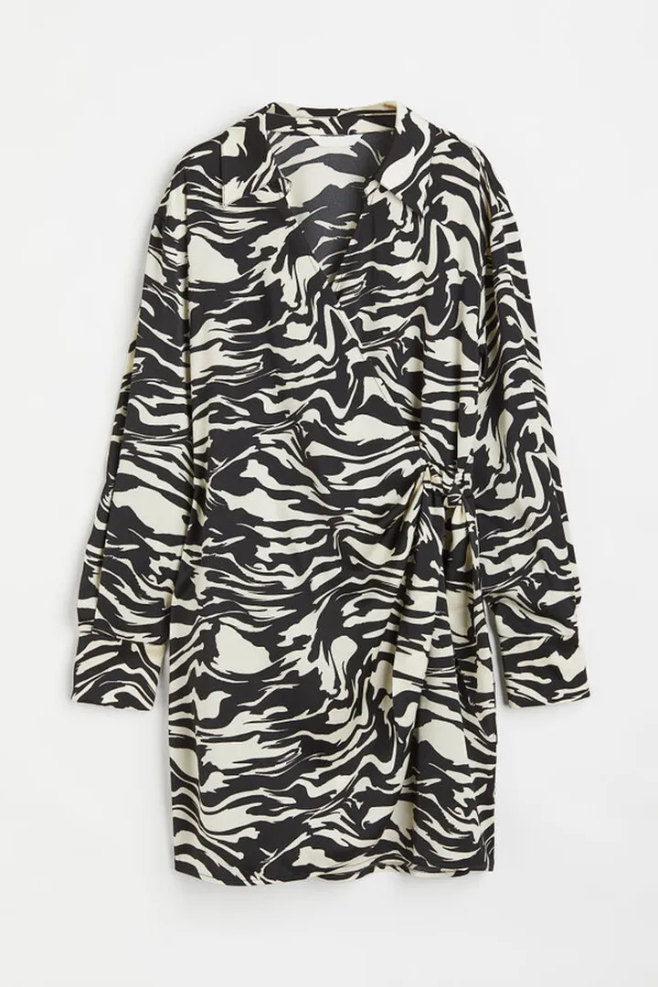 Satin Wrapover Shirt Dress