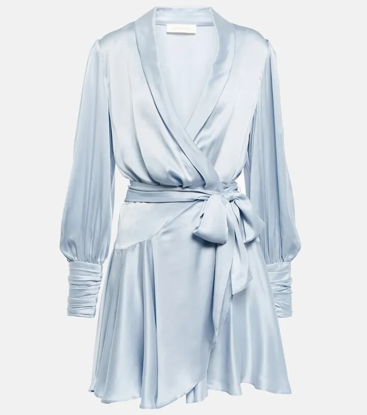 Wrap silk satin minidress