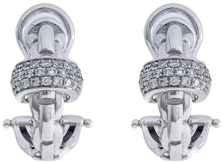 18kt White Gold Diamond Pavé Hoop Earrings