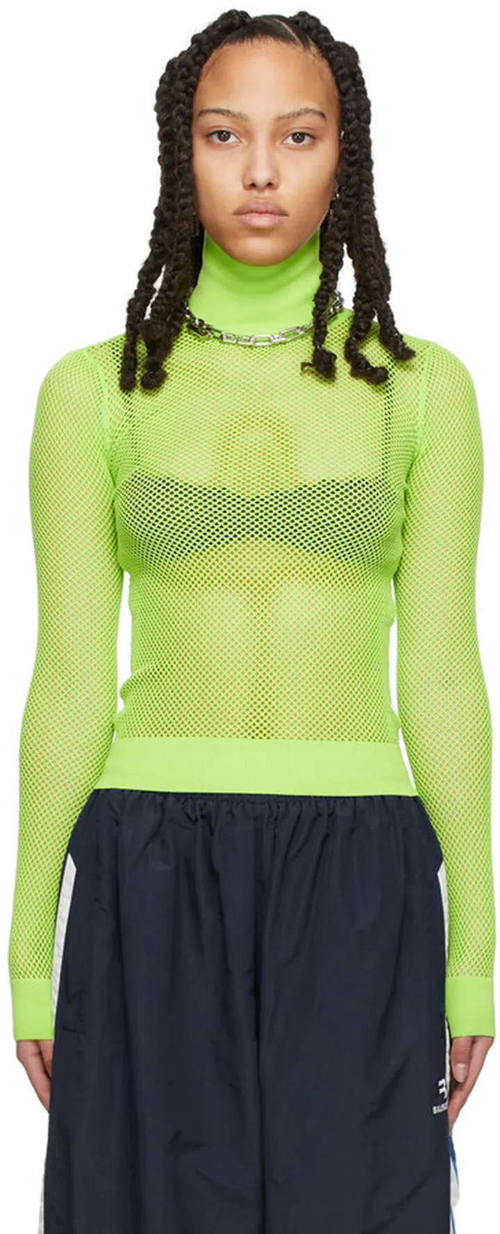 Balenciaga Green Mesh Turtleneck