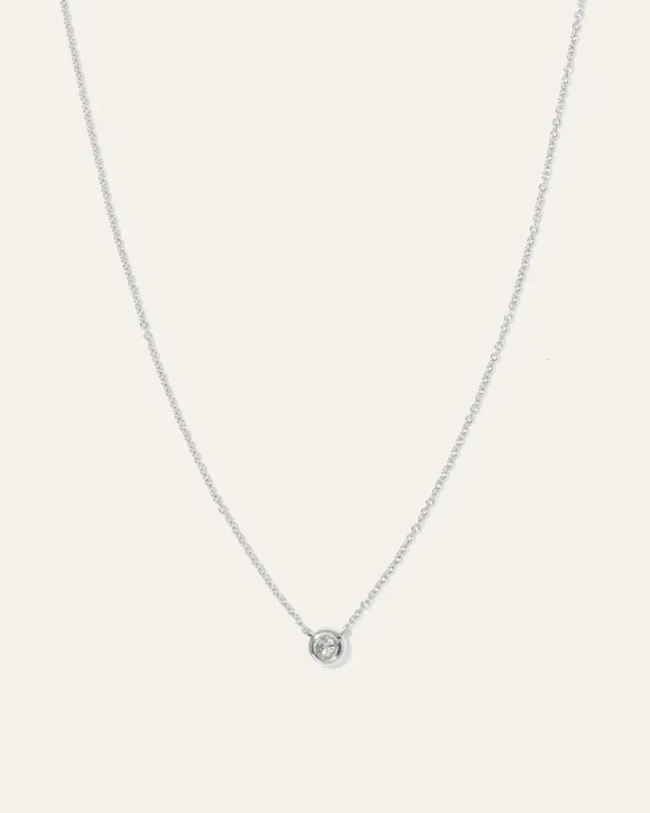 14K Gold Diamond Bezel Necklace