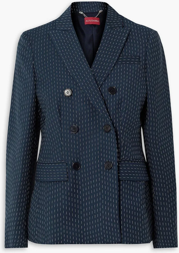 Indiana double-breasted embroidered woven blazer