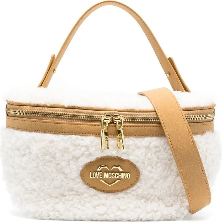 Faux-Shearling Logo-Patch Belt Bag