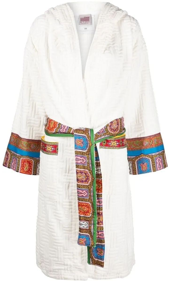Jacquard-Logo Paisley-Trim Robe