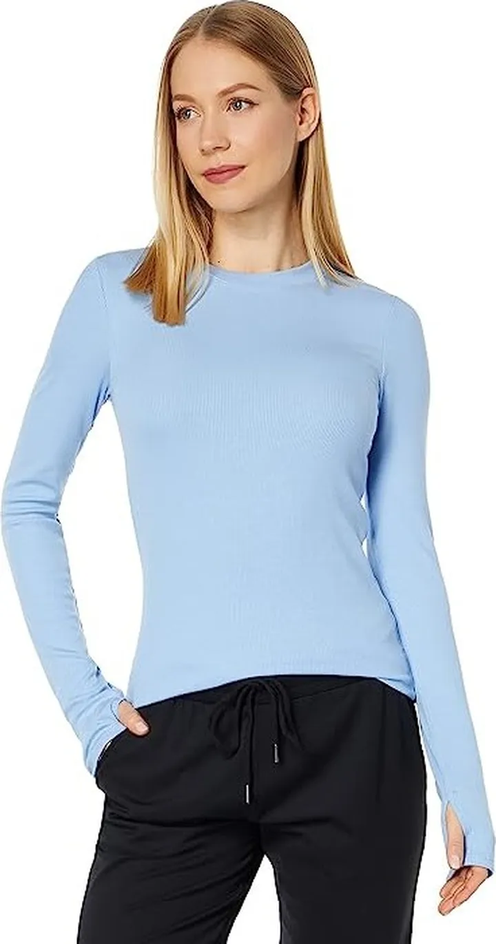 Splits59 Louise Rib Long Sleeve (Skylight) Women's Clothing