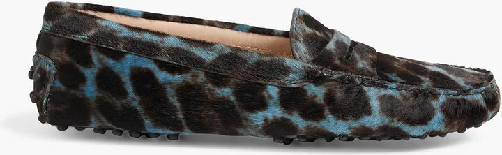 Gommino leopard-print calf hair loafers