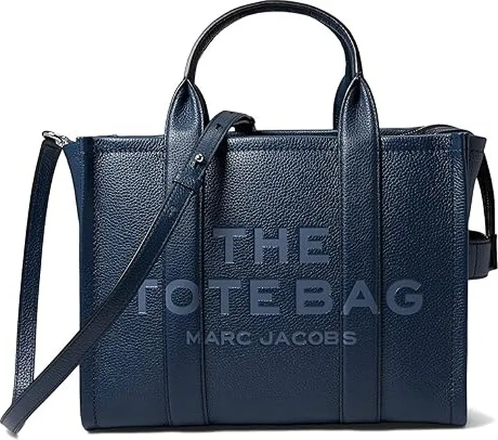 Marc Jacobs The Leather Medium Tote Bag (Blue Sea) Handbags